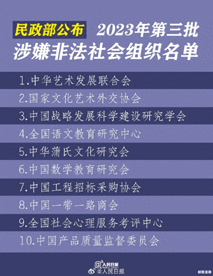 民政部公布10个涉嫌非法社会组织